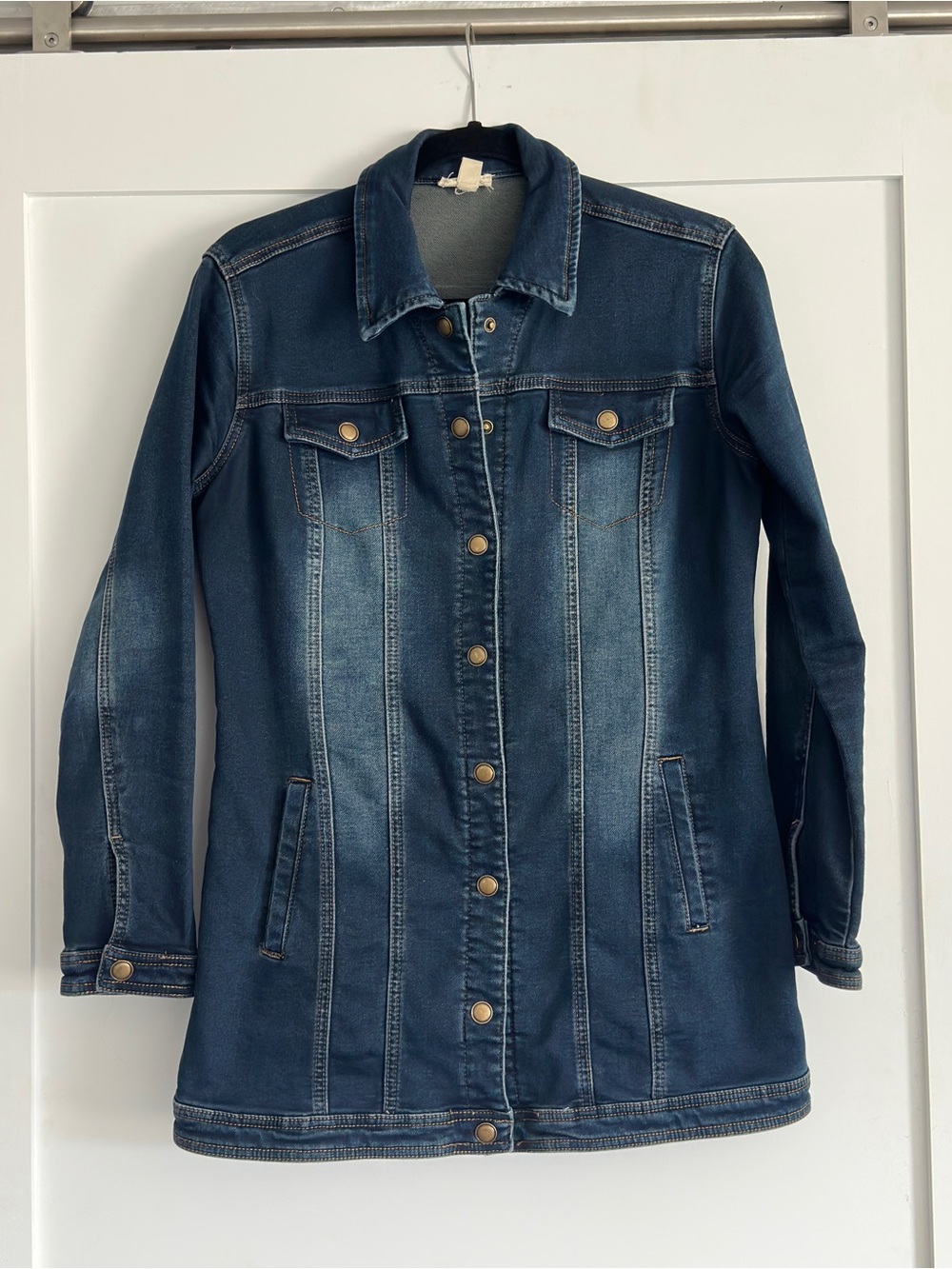 Women's Tribal Dark Blue Denim Long Jacket